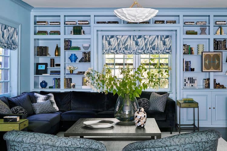 We Re Calling It Blue Is The Official 2024 Color Of The Year Here S   Blue Color Of The Year Blue Living Room Shelves Lead 1023 33d847a97425498ca0bbce5bdf9471fa 